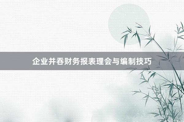 企业并吞财务报表理会与编制技巧